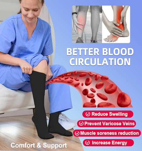 Compression Socks for Women & Men Circulation (4 Pairs) 15-20 mmHg is Best Support for Nurses Running Hiking Travel4