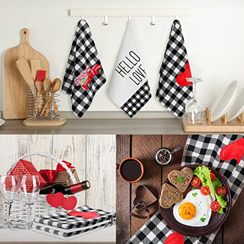 Peryiter 4 Pcs Valentine's Day Kitchen Towels Hello Valentine Dish Towels, 16 X 24'' Red Truck And Hearts Hand Towels For Or Bathroom Decorative Tea Towels For Anniversary Wedding #TOP5