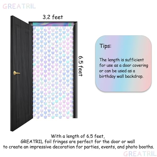 Image of Iridescent Butterfly Fringe Party Backdrop - GREATRIL Fairy Streamers for Butterfly Princess Themed Birthdays Party Decoration - 3.2ft x 6.5ft - 2 Packs