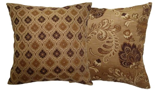 Reynosohomedecor 12X12 Shades Of Brown Floral Brocade Decorative Throw Pillow (Tronco Collection) #TOP4