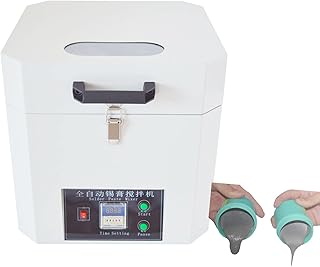 INTBUYING Automatic Solder Paste Mixer Cream Mixer SMT Tin Cream Mixer High Speed Solder Paste Mixing Machine 2800rpm 60W with Adjustable Time Speed 500gx2 Fixture LED Digital with Watch Window 110V