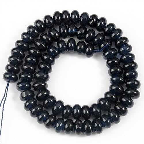 Preisvergleich Produktbild Naturstein Kristallglas Angelite Rondelle Abstandsperlen lose Trommelstein Abakusperlen für die Schmuckherstellung Halskette - dunkelblaue Jade - 5x8 mm ca. 70 Stück