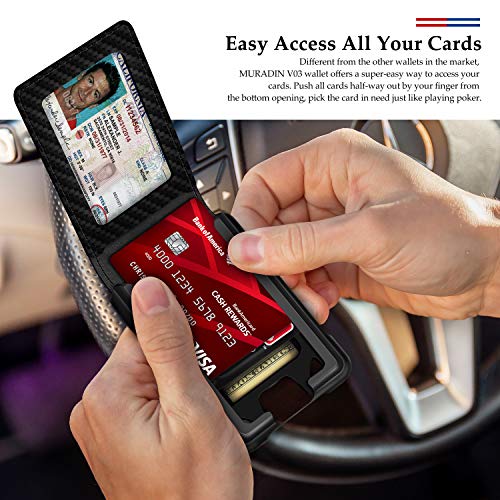 Muradin Mens Wallet Tactical Bifold Wallets For Men Metal Rfid Blocking Aluminum Money Cards Holder Gifts For Men (Carbon Fiber) #TOP3