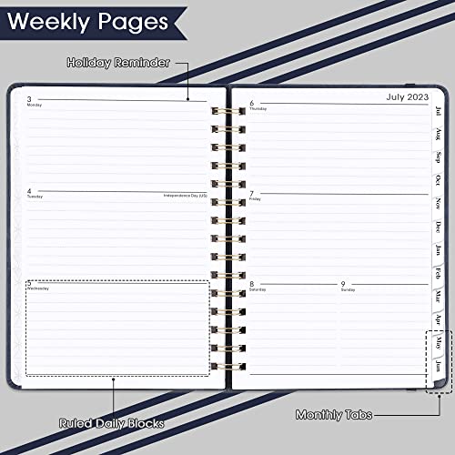 2023-2024 Planner - Weekly & Monthly Planner 2023-2024 With Twin-Wire Binding, July 2023 - June 2024, 6.3" X 8.4", Hardcover With Monthly Tabs, Back Pocket, Thick Paper - Blue #TOP3