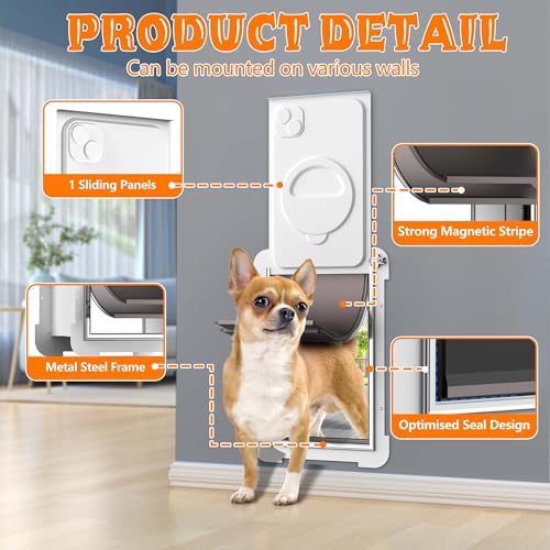 MIAOTONG-Medium-Dog-DoorUpgraded-Sealing-Dog-Door-for-Wall-Double-Flap-Doggy-DoorSteel-Frame-and-Telescoping-Tunnel-Dog-Doors-and-Cat-DoorsPets-Up-to-40-Lb-Medium MIAOTONG Medium Dog DoorUpgraded Sealing Dog Door for Wall Double Flap Doggy DoorSteel Frame and Telescoping Tunnel Dog Doors and Cat DoorsPets Up to 40 Lb Medium