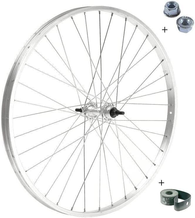 Ruota/Cerchio Posteriore Bici 28” x 1.75 700x35 – Attacco Standard Alluminio/Acciaio – City Bike, Olanda, Graziella, MTB – 1 Velocità – Completa di Dadi Fissaggio e Flap