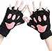 Mignon - Guantes para mujer de invierno sin dedos, de peluche, cálidos, sencillos, elegantes Negro M