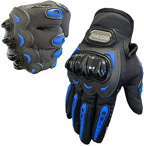 Bricozone Guanti da Moto, Touchscreen sulle Dita, Guanti per corse in Motocicletta, per ATV BMX MTB Bicicletta, Arrampicata, Motocross e Altri Sport All'aperto (M, Blu)