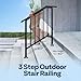 VIVOHOME 2-Pack 3 Step Galvanized Steel Hand Rails for Outdoor Steps – Black Oval and Safety Balusters Exterior Railing for Porch, Deck, or Indoor Stairs, Complete Installation Kit