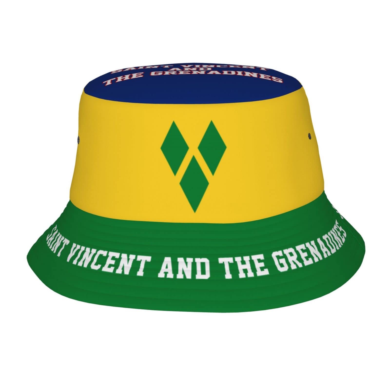 Wanwen Unisex Black Bucket Hat Saint Vincent And The Grenadines Flag Printed Sun Hats Fisherman Outdoor Summer Travel Hiking Beach Caps