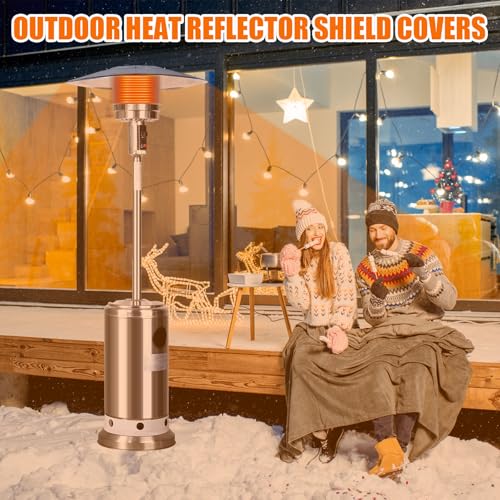 Riakrum 2 Pcs Patio Heater Reflector Shield Aluminum Heat Reflector Shield with Zipper and Storage Bag 89 x 33 x 19 Inches Dome Replacement Parts for Outdoor Patio Propane Heaters
