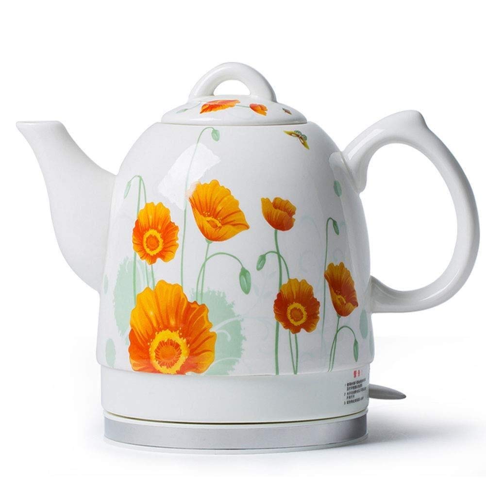 Kettles Hervidor eléctrico de cerámica, tetera inalámbrica de 1,5 litros, apagado automático y protección contra ebullición en seco, 1350 W rápido Present