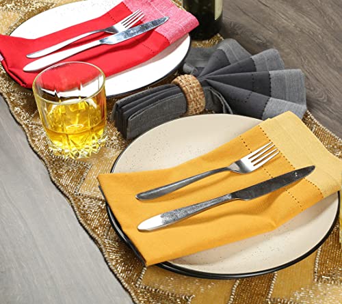 Farmhouse Cloth Napkin Set Of 6 100% Cotton Dinner Napkin Double Holes Size 20"X 20" Color Multicolour #TOP5