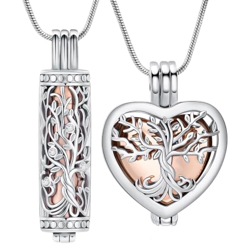 Collier urne funéraire cœur pour cendres : pendentif mémorial fleur