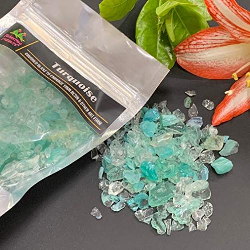 Twinkling Parrots Crushed Firepit Glass | Turquoise | Resin Art | 250gm |