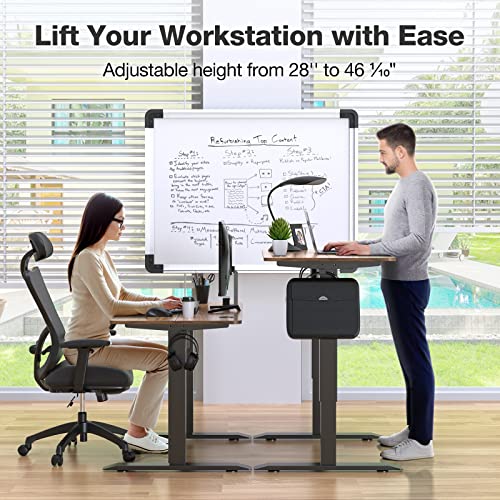 Happyard Height Adjustable Electric Standing Desk, 47 X 23 Inches Adjustable Desk W/ 4 Memory Height, Splice Board, 2 Hooks, 2 Outlet Boxes, Adjustable Height Computer Desk For Home Office, Walnut #TOP1