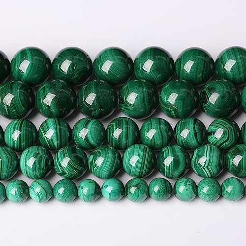 19pcs 10mm Natural Green Malachite Beads AAA Gemstone Round Loose Beads for Jewelry Making DIY Bracelets Necklaces Crystal Energy Healing Stone Beads 7.5" (Natural Malachite, 10mm)