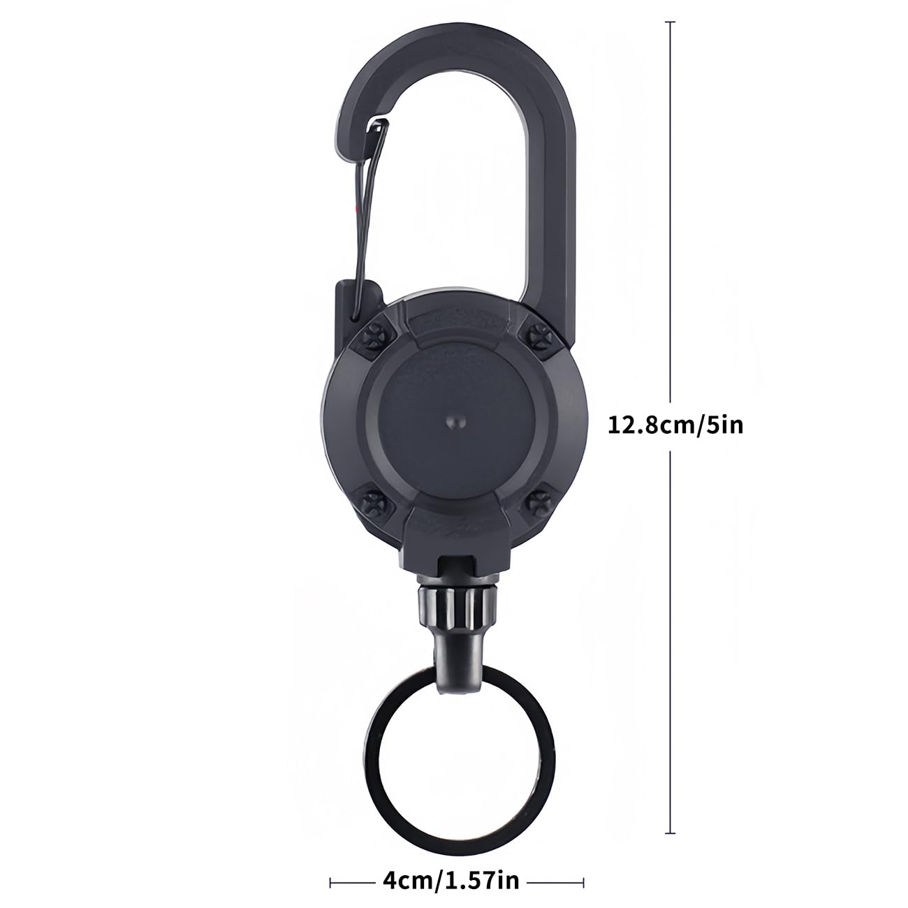 Lot de 2 mousquetons tactiques d'extérieur en corde métallique haute résilience - Mousqueton rétractable multifonction - Mousqueton robuste pour randonnée, escalade, pêche - Noir