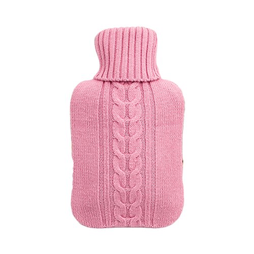 VORCOOL 2L cubierta hecha punto suave superior para la bolsa de la botella de agua caliente (rosa)