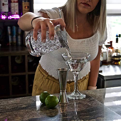 Highball & Chaser Lead Free Crystal Cocktail Mixing Glass. Beautiful 750ml (25oz) Seamless Weighted Bottom Diamond Cut Yarai Style Drink Maker