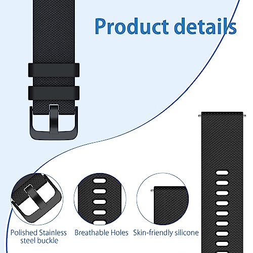GOHHME Silicone Watch Band for Men Women 18mm 20mm 22mm Watch Strap for Samsung Galaxy Watch for Garmin Watch for Huawei Watch for LG Watch and More, Black, Gray, Navy Blue, Military Green, Light Pink, Red - Image 4