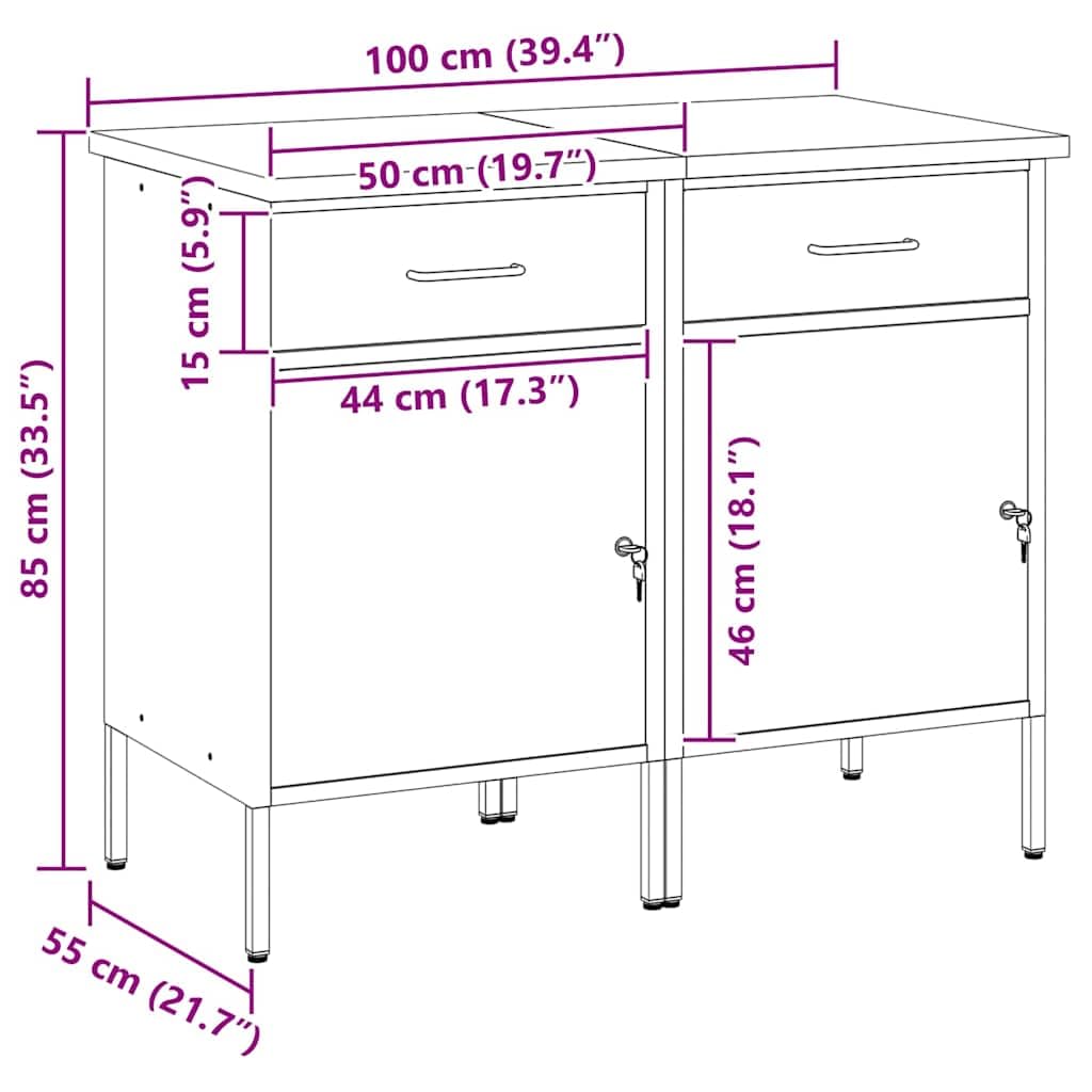 vidaXL Werkbank mit Speicher 2 STK. Schwarz und Grau 100 x 55 x 85 cm | Bietet viel Platz zur Organisation von Gegenständen, Hält deine Inhalte sicher, Konstruktion aus Stahl und Holzwerkstoff