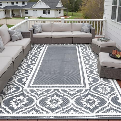 HUGEAR 6x9 Grey Lantern Waterproof Outdoor Rug for Patio