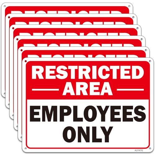 (6 Pack) Restricted Area Employees Only Sign, 10” x 7”