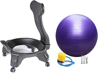Equilibrio Bola Silla Sillas Ergonómicas De Oficina Con Pelota De Yoga, Silla De Ejercicio Con Pelota Para Sentarse Activamente Para Escritorios De Adultos Que Mejoran El Dolor De Espalda(Purple)