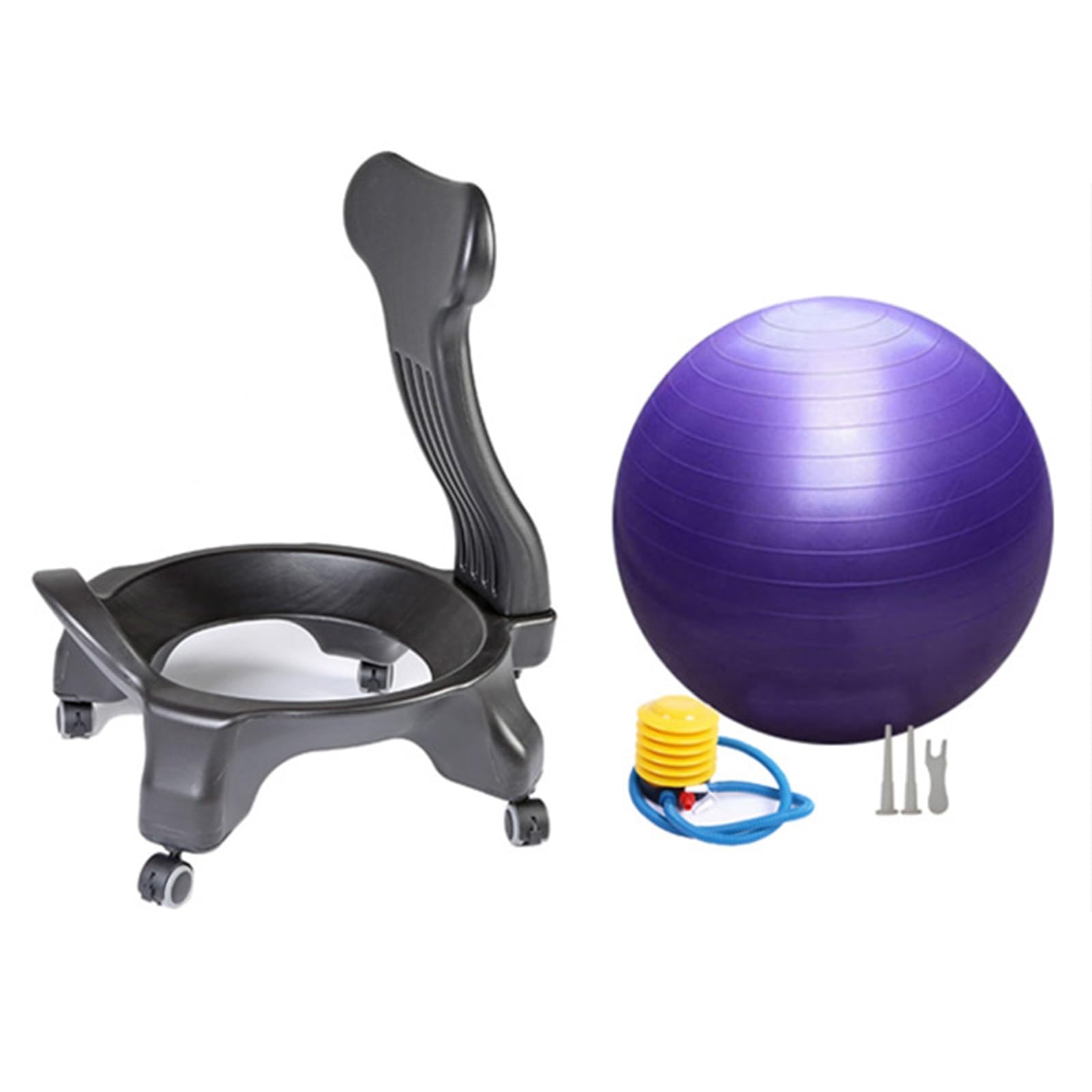 Active Sitting Exercise Ball Chair for Adults - Ergonomic Office Yoga Ball Chairs, Improve Back Pain and Balance, Lockable Wheels, Foot Pump - Buy Now on Amazon
