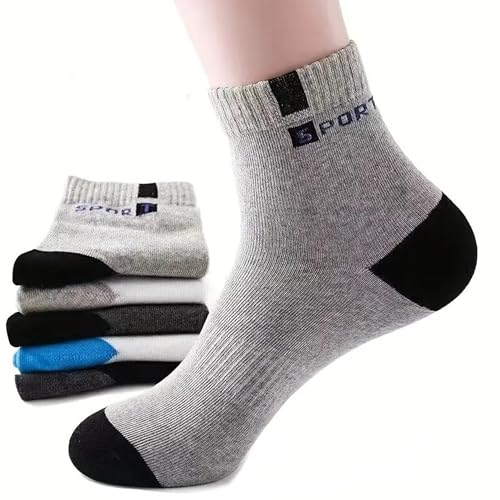 Image of SPORT 5 Pairs Solid Cotton Ankle Length Socks for Men & Women, Anti Odour & Anti Bacterial, Multicolor, Pack of 5, Free Size