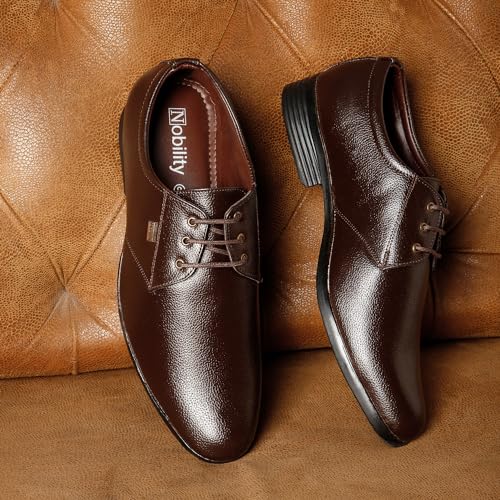 Image of NOBILITY Faux Leather Black Formal Lace Up Shoes for Men || Comfortable Walking || Classic Design || Breathable || Slip Resistant |