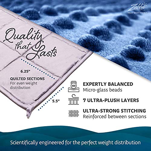 Quility Premium Adult Weighted Blanket & Removable Cover | 15 lbs | 48"x72" | for Individual Between 140-180 lbs | Twin Size Bed | Premium Glass Beads | Cotton/Minky | Grey/Pink