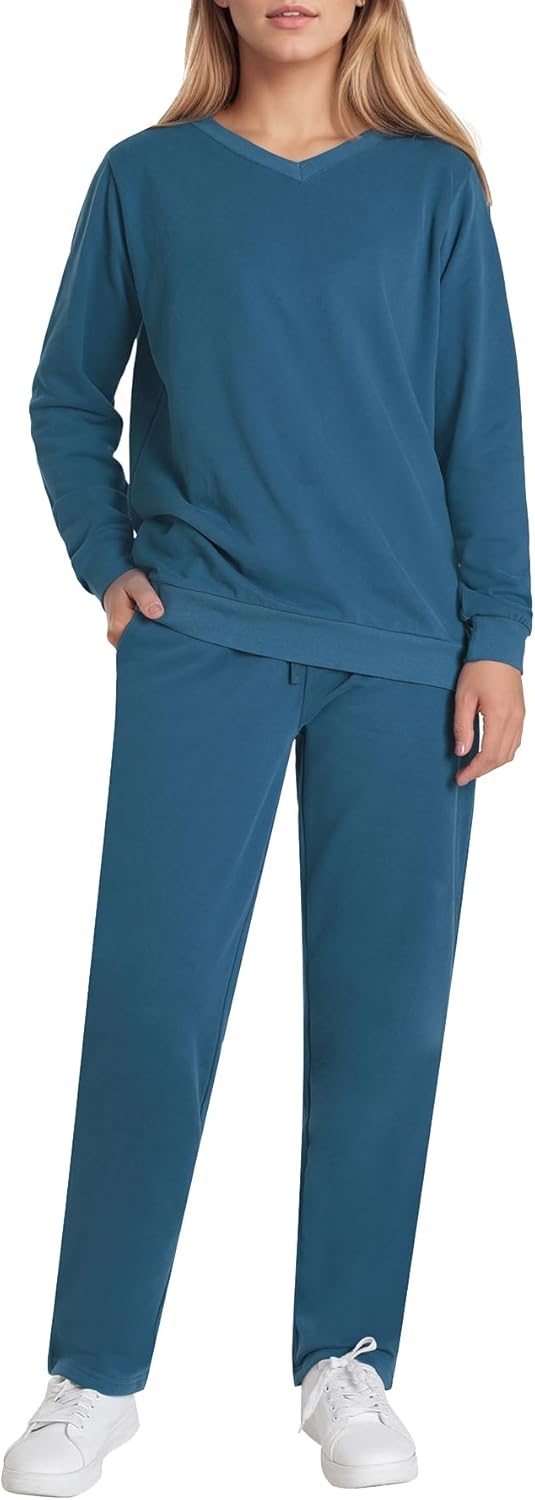 Weintee Women's Cotton Sweatsuits 2 Piece Set Jogging Suits Travel Lounge Sets