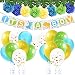 WERNNSAI Dinosaur Party Decoration Kit - Baby Shower Party Supplies for Boys Including "It's A Boy" Banner Latex Balloons Paper Pom Poms Ribbons Artificial Monstera Leaves 43PCS