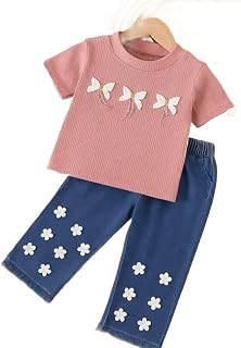 I Naina Dresses Girls Party(Festive) Top Jeans (Pink & Blue) Price In India