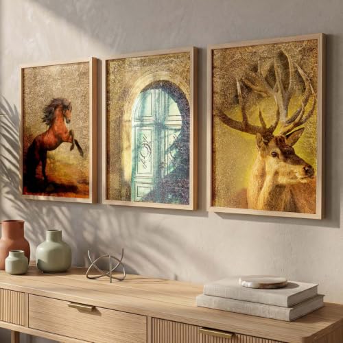 Image of Kotart Set of 3 Framed Painting for Wall Decoration Abstract Paintings Modern Art - Wall Painting for Living Room Bedroom - Paintings with Frame - Room Decor /Wall Decor - Set of 3 - D (Art 2, 19x25 inch)