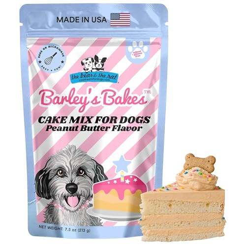Barley’s Bakes Dog Birthday Cake Mix Peanut Butter Flavor, Easy DIY Cakes and Cupcakes for Dogs, Dog Cake Mix for Birthday and More, No Artificial Ingredients, Gluten-Free and Wheat-Free, 7.5 oz