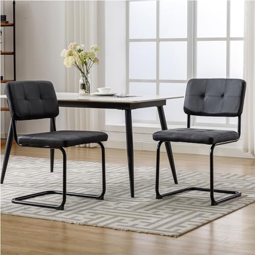 Mejores precios y opiniones de Juegos de Comedor modernos - los más vendidos. 37 Forevich - Juego de 2 sillas de comedor modernas de mediados de siglo, sillas laterales de piel para cocina, comedor, sillas tapizadas sin brazos con patas de metal cromadas para...