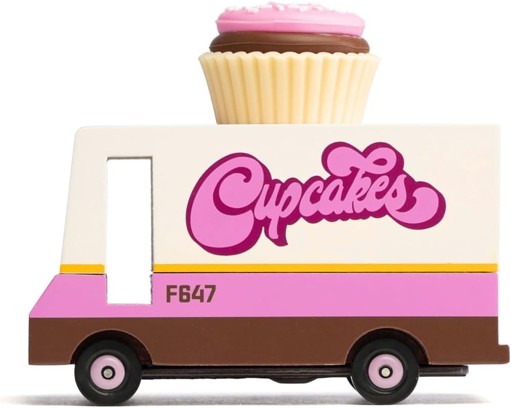Toys ® Wooden Food Truck Collection - Cupcake Van, Premium Handcrafted Beech Wood Toy Car