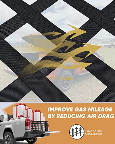 Image of LUCKY STRAPS Tailgate Net for Pickup Truck Bed, 50'' x 15'' Heavy Duty Tailgate Cargo Netting for Small & Mid-Size Truck, Easy-to-use Tailgate Net for Chevy, Ford, Toyota, GMC, Dodge RAM, Jeep (Black)