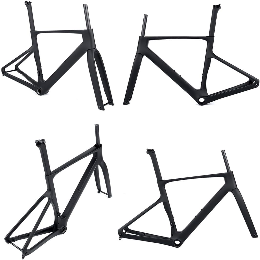 Lightweight Carbon Road Bike Frameset 700c 43/46/48/51/54cm Disc Brake Bike Frame Thru Axle 12 * 100/12 * 142mm Wind Breaking Racing Frame Matte Black
