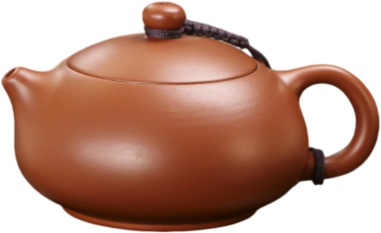 宜兴紫砂茶壶大容量单壶大号泡茶壶球孔 Ceramic Kung Fu Tea Set,teapot,Teacups,warming Wedding Birthday Gift,Tea Tray Chinese,Dishwasher Safe 大红袍杯-汉扁壶-200ml