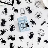 Fecsam Black Cat Stickers(45pcs), Super Cute Small Size Aesthetic Scrapbook Stickers Decals for Scrapbooking, Journaling, Phone, Laptop, Planners, Suitcase, Diary, Notebooks, Album DIY Decoration