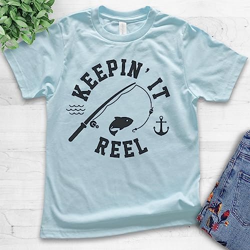 EVERTREE CLOTHING Keepin' It Reel Shirt, Youth Kids Girl Boy T-Shirt, Fishing Shirt, Fish Pun Shirt2