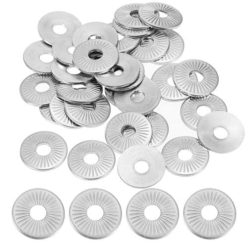 PATIKIL 304 Stainless Steel Flat Washers, 50 Pack M4x14mm Belleville Spring Disc Washer Conical Knurled Metric Gasket for Automotive Industrial Construction
