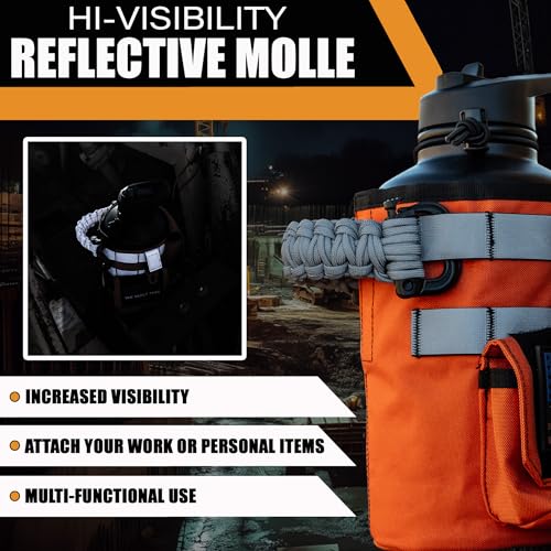 Image of Iron Infidel Workforce Water Bottle - 64 oz Insulated Stainless Steel | Half Gallon Vacuum Water Jug | Paracord Handle, Removable Sleeve | Large Thermal Flask | Hiking, Camping, Workouts (Orange)