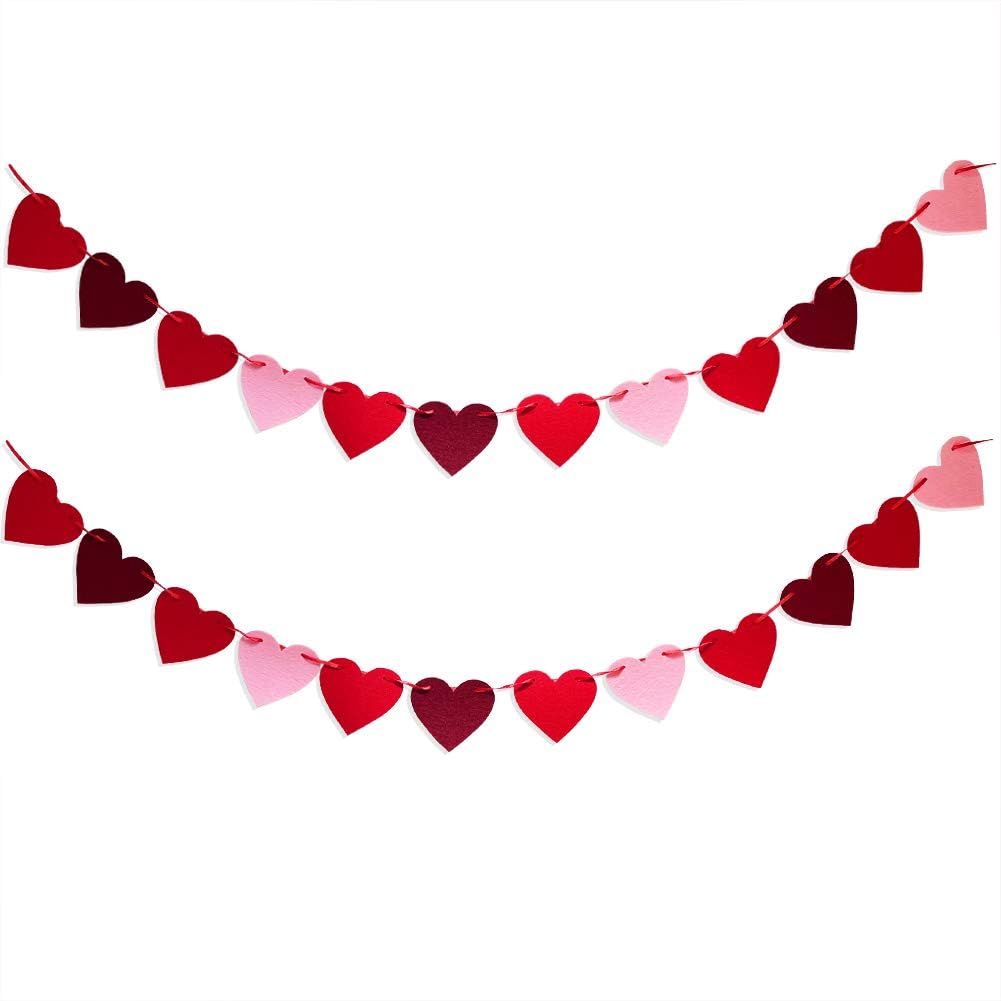 4String Heart Banner, Valentines Day Decor Felt Valentines