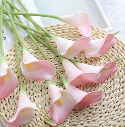 Huaao 12 Fiori Artificiali Calla In Lattice | Tocco Realistico | Bianchi E Neri | Altezza 34 Cm | Per Bouquet Matrimonio