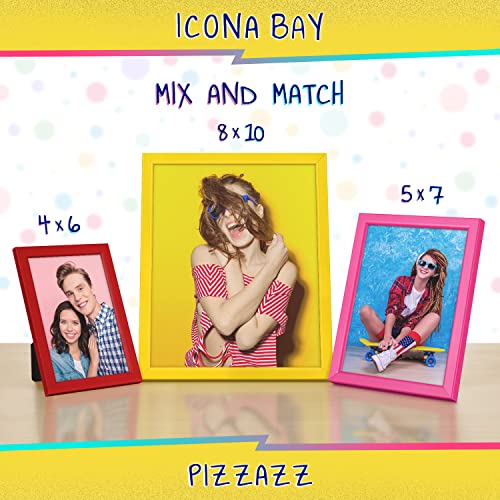 Icona Bay 8X10 Picture Frames (Yellow, 3 Pack), Colored Solid Wood Scandinavian Style Frames For Photo, Pizzazz Collection #TOP1